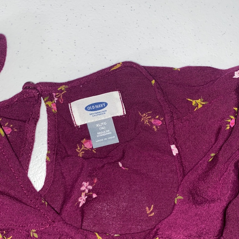 Old Navy Quarter Sleeve Maroon Floral Lightweight Dress Size XL (14) - Picture 4 of 9
